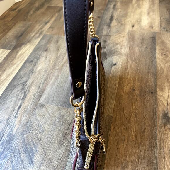 Juicy Couture Brown Monogram BAGUETTE Shoulder Bag Y2K GIRLY GLAM COQUETTE - Picture 9 of 11